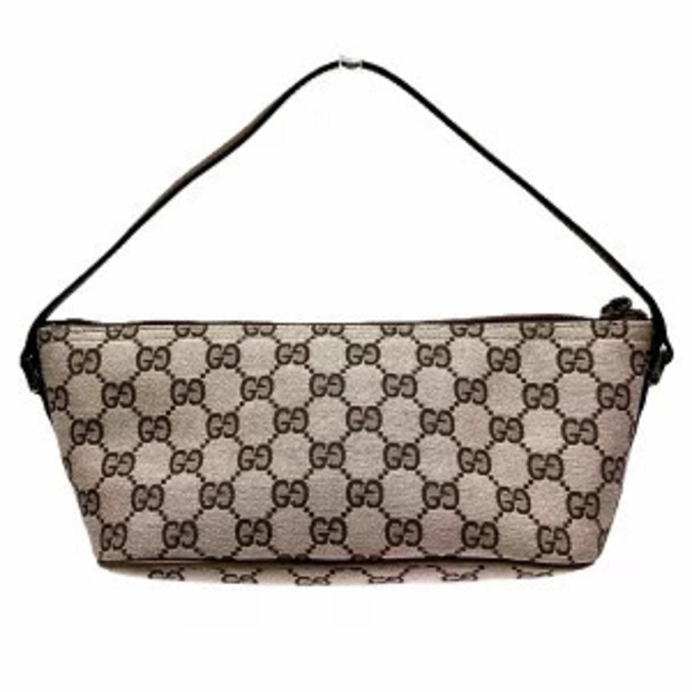 Gucci Black Handbag GG Leather Hobo Canvas